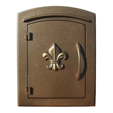 Qualarc Drop Chute Mailbox w/Decorative Fleur De Lis Logo Faceplate, Bronze MAN-S-1402-BZ